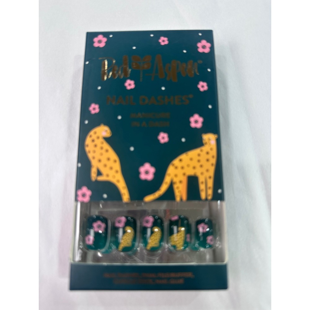 Red Aspen Nail Dashes Soley and the Cheetah Teal Pink Floral Press On Nails New